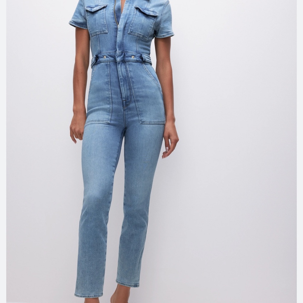 Good American Light Blue Denim Jumpsuit